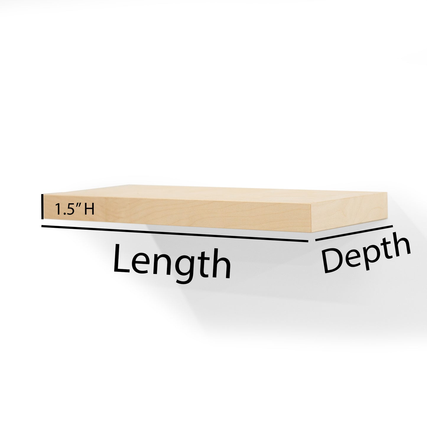 Custom Birch Floating Shelf 1.5” Inch Thick with Hidden Bracket