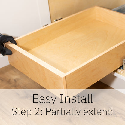 Custom Pull-Out Cabinet Drawer (10–32″ Width) – Soft-Close Birch Slide-Out Shelf, Fully Assembled