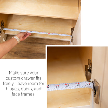 Custom Pull-Out Cabinet Drawer (10–32″ Width) – Soft-Close Birch Slide-Out Shelf, Fully Assembled